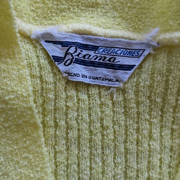 Vintage Y2K Ribbed embroidered yellow shirt top buttons Small XS @F1 - Picture 3 of 8